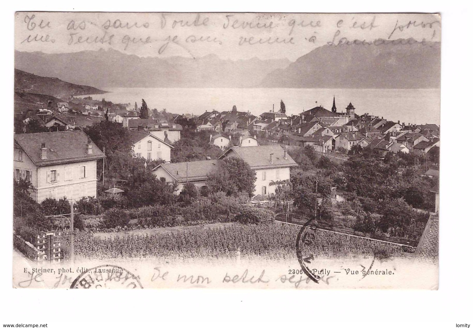 Suisse Pully Vue Générale Timbre + Cachet L' Etivaz 1913 - Pully