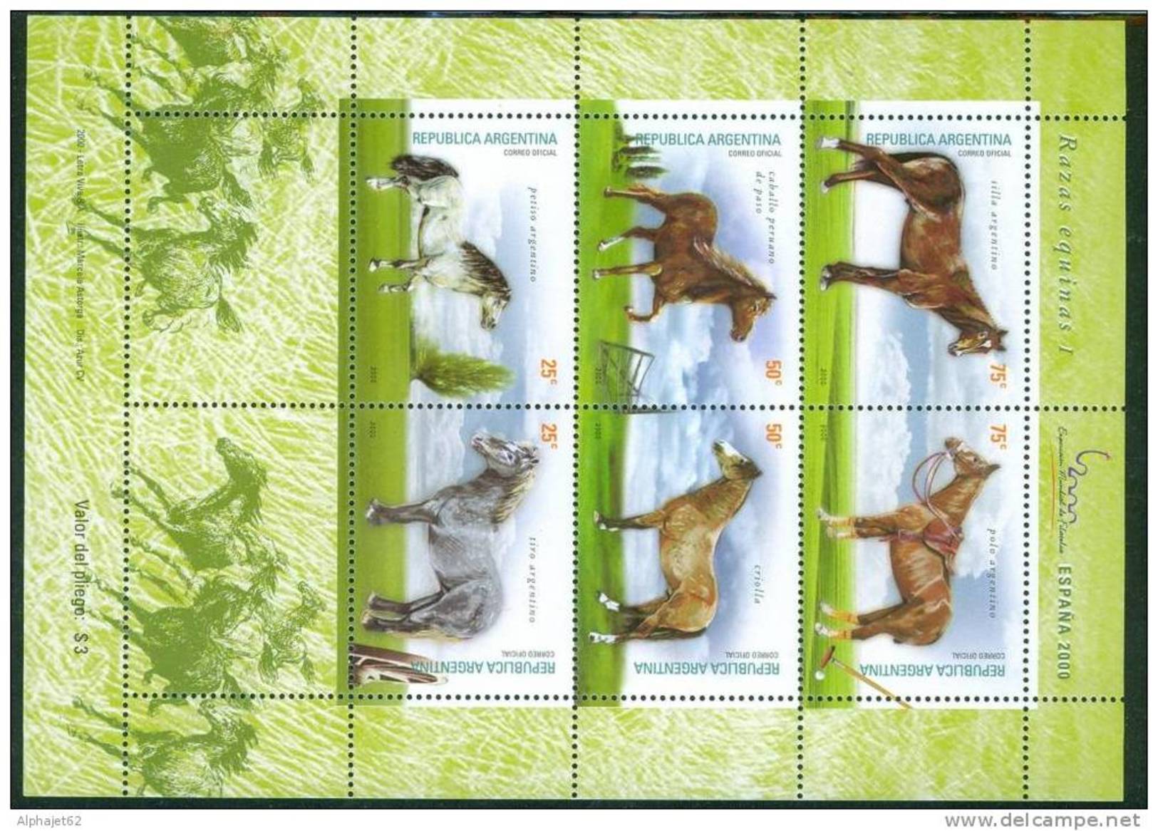Chevaux - ARGENTINE - Faune - Equidés - N° 2197 à 2302 ** - 2000 - Unused Stamps