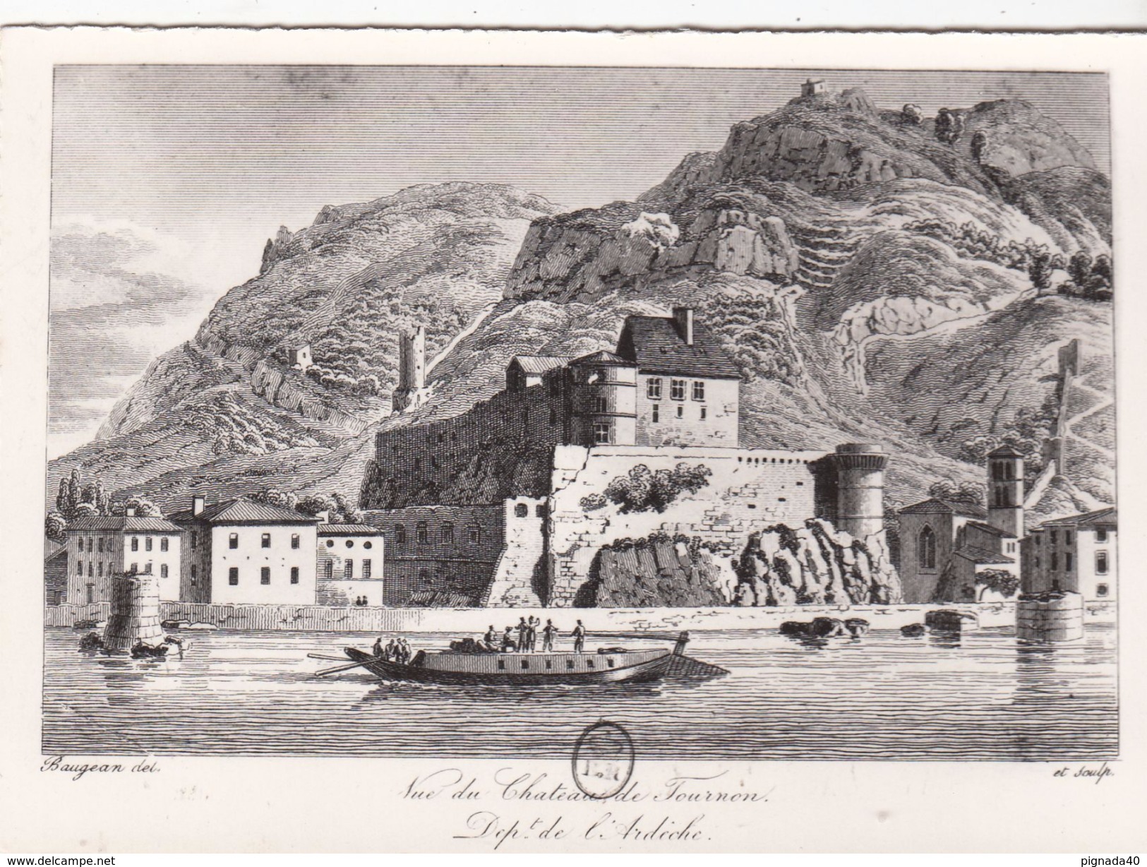 G , Cp , 07 , TOURNON , Reproduction D'Éstampe Ancienne , Vue Du Château De Tournon - Tournon