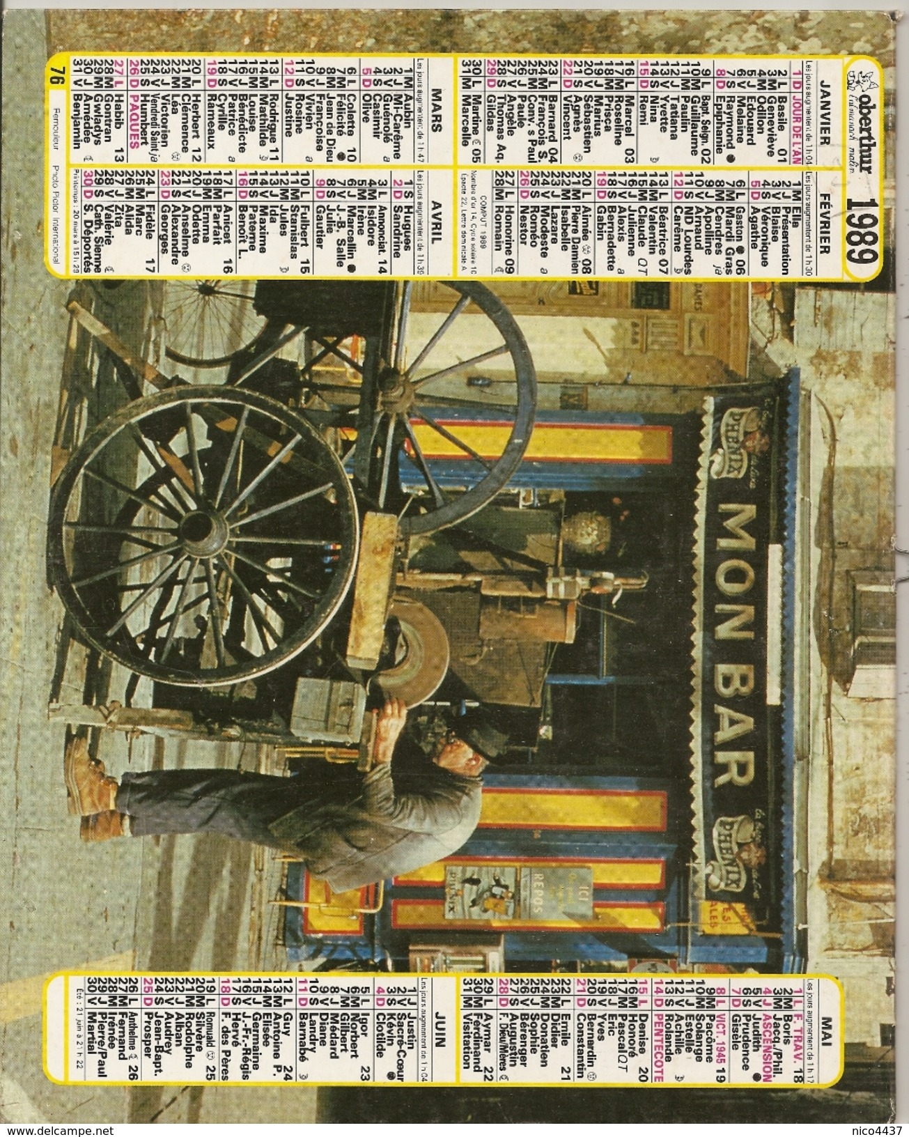 Almanach Des Postes Des Deux Sevres 1989 Le Remouleur Et La Moisson Du Seigle   . - Big : 1981-90