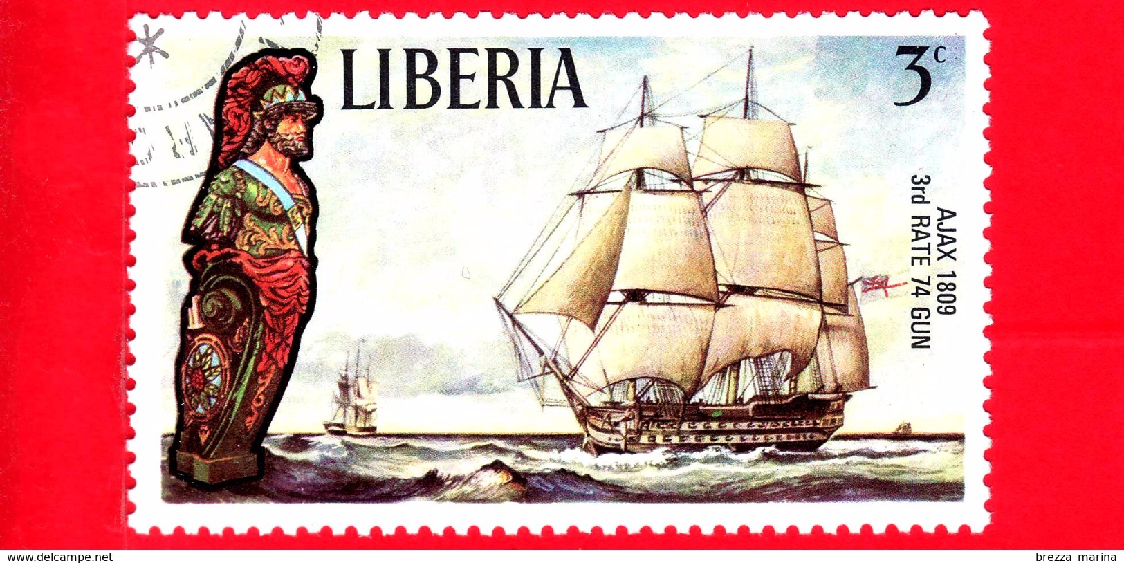 LIBERIA - Nuovo - 1972 - Velieri Famosi E Polene - Sailing Ships And Figureheads - Ajax, 1809 - 3 - Liberia