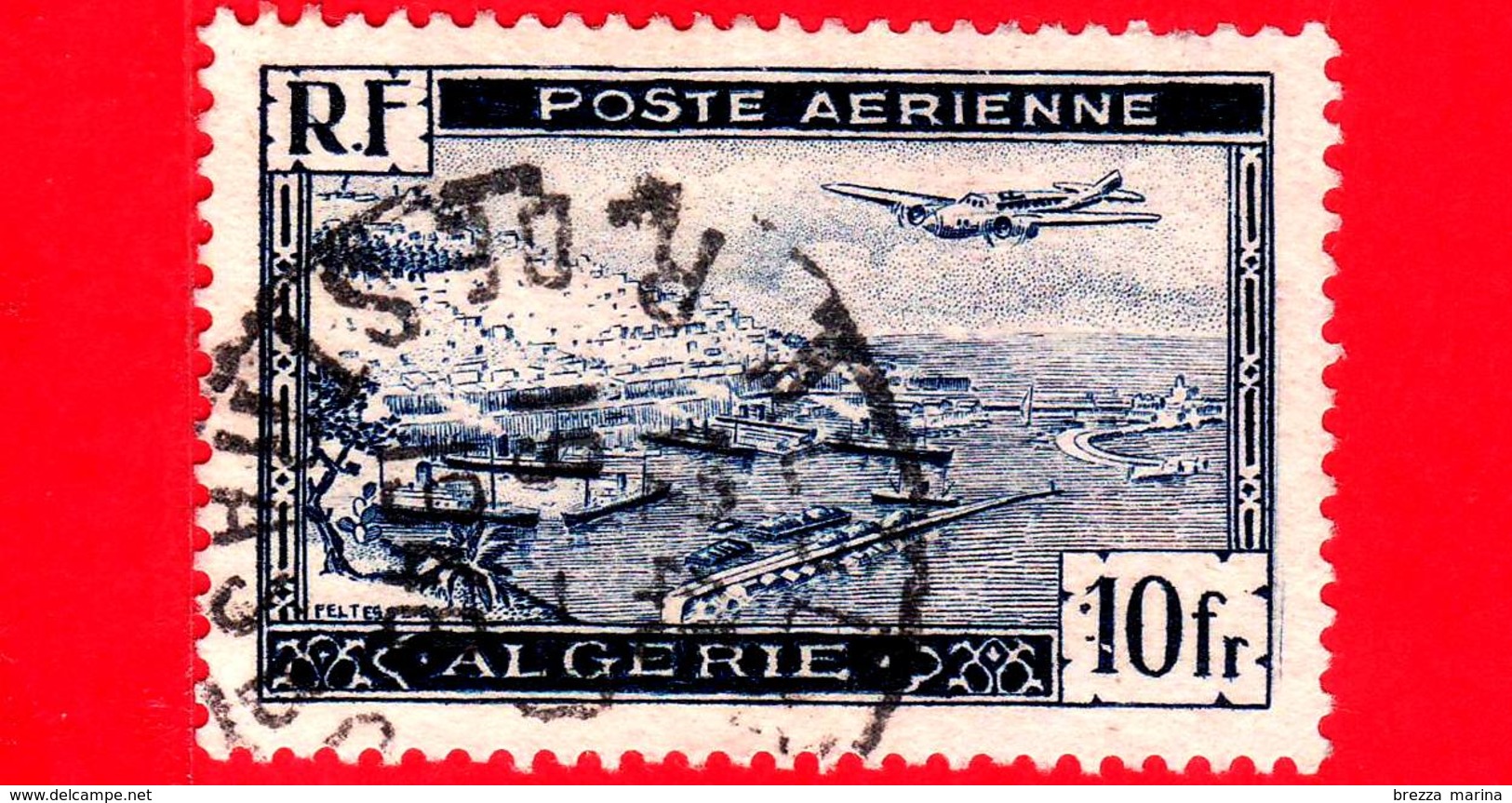 ALGERIA - Usato - 1946 - Aviazione - Porti - Aereo Sopra Algeri - 10 P. Aerea - Posta Aerea