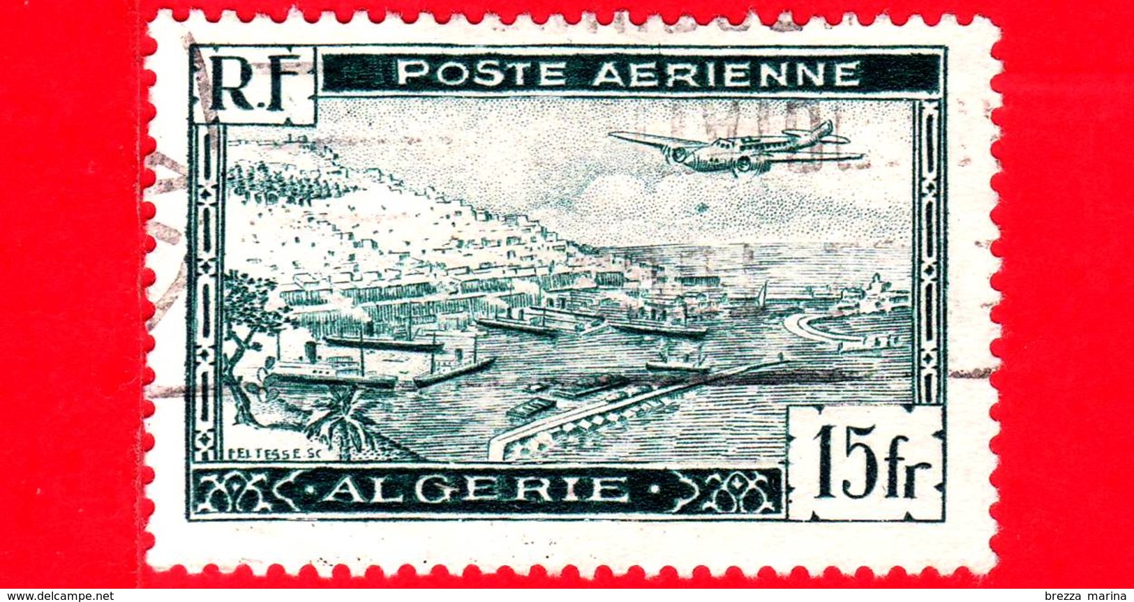 ALGERIA - Usato - 1946 - Aviazione - Porti - Aereo Sopra Algeri - 15 P. Aerea - Airmail