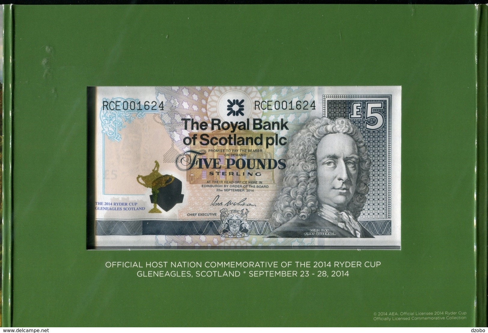 302 GREAT BRITAIN POLYMER The Royal BANK Of Scotland 5 Pounds Sterling With Folder Ryder Cup UNC 2014 - 5 Pond