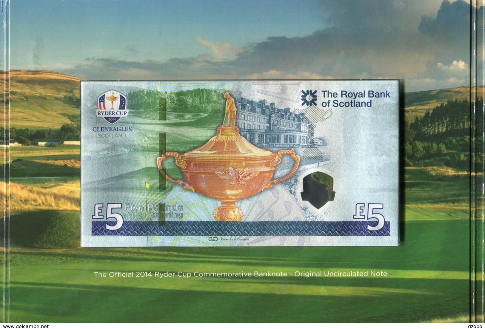 302 GREAT BRITAIN POLYMER The Royal BANK Of Scotland 5 Pounds Sterling With Folder Ryder Cup UNC 2014 - 5 Pond