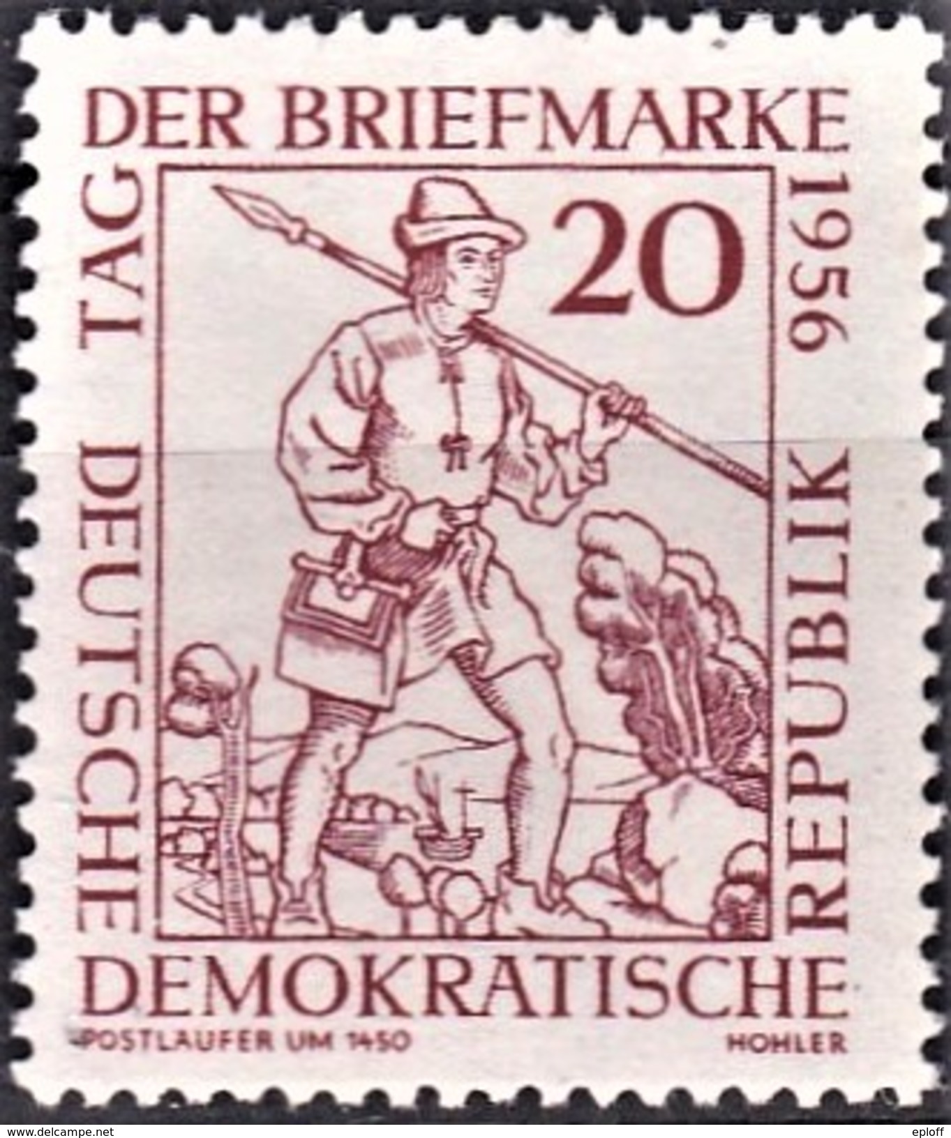 ALLEMAGNE DDR  1956      Journée Du Timbre   Courrier à Pied De 1450   1/1. - Ongebruikt