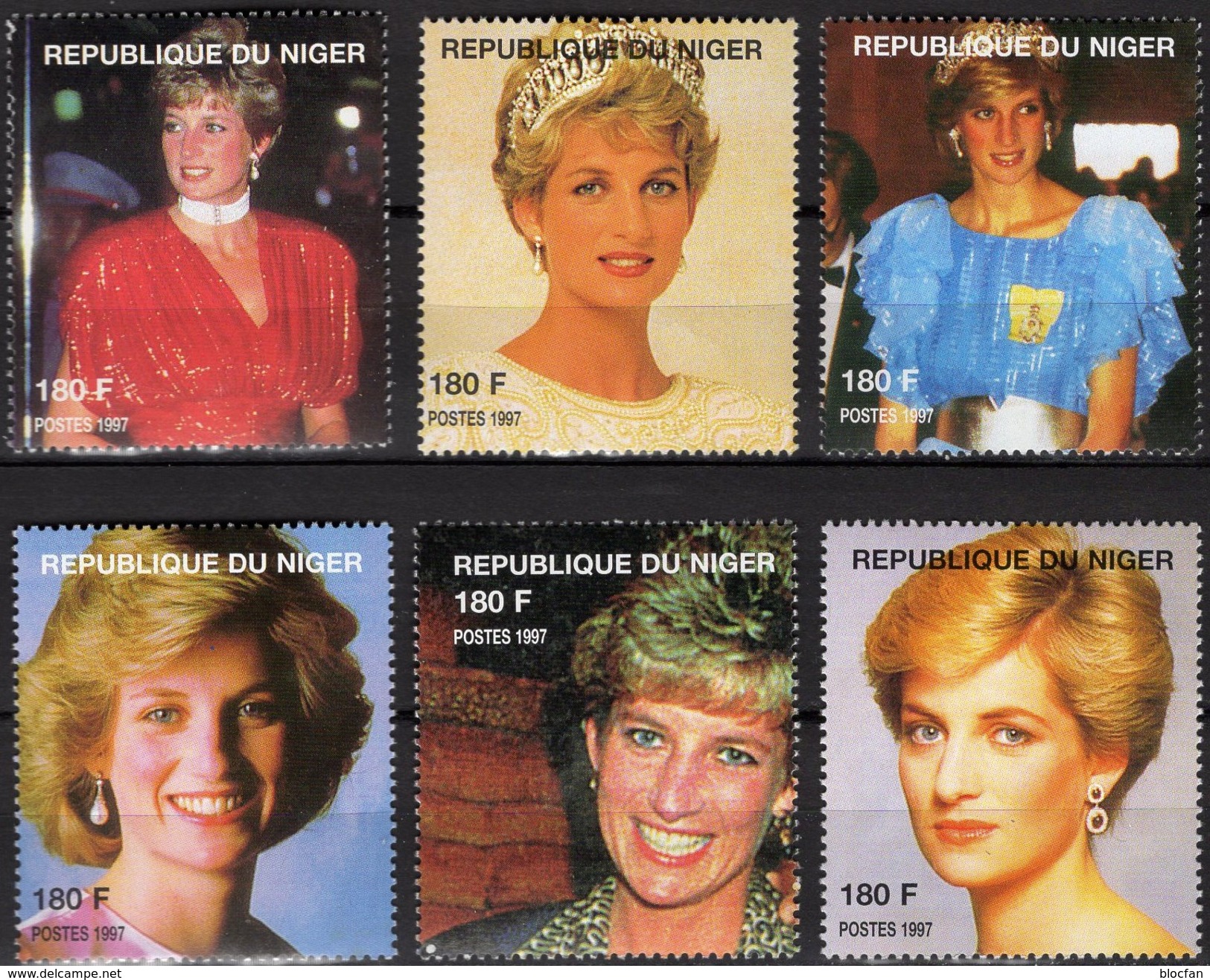 Lächeln Mode Schmuck Blumen Princess Diana 1998 DuNiger Aus 6 Blocks ** 36&euro; Blocs Lady Di Wales Ms Stamps Bf AFRICA - Mother's Day