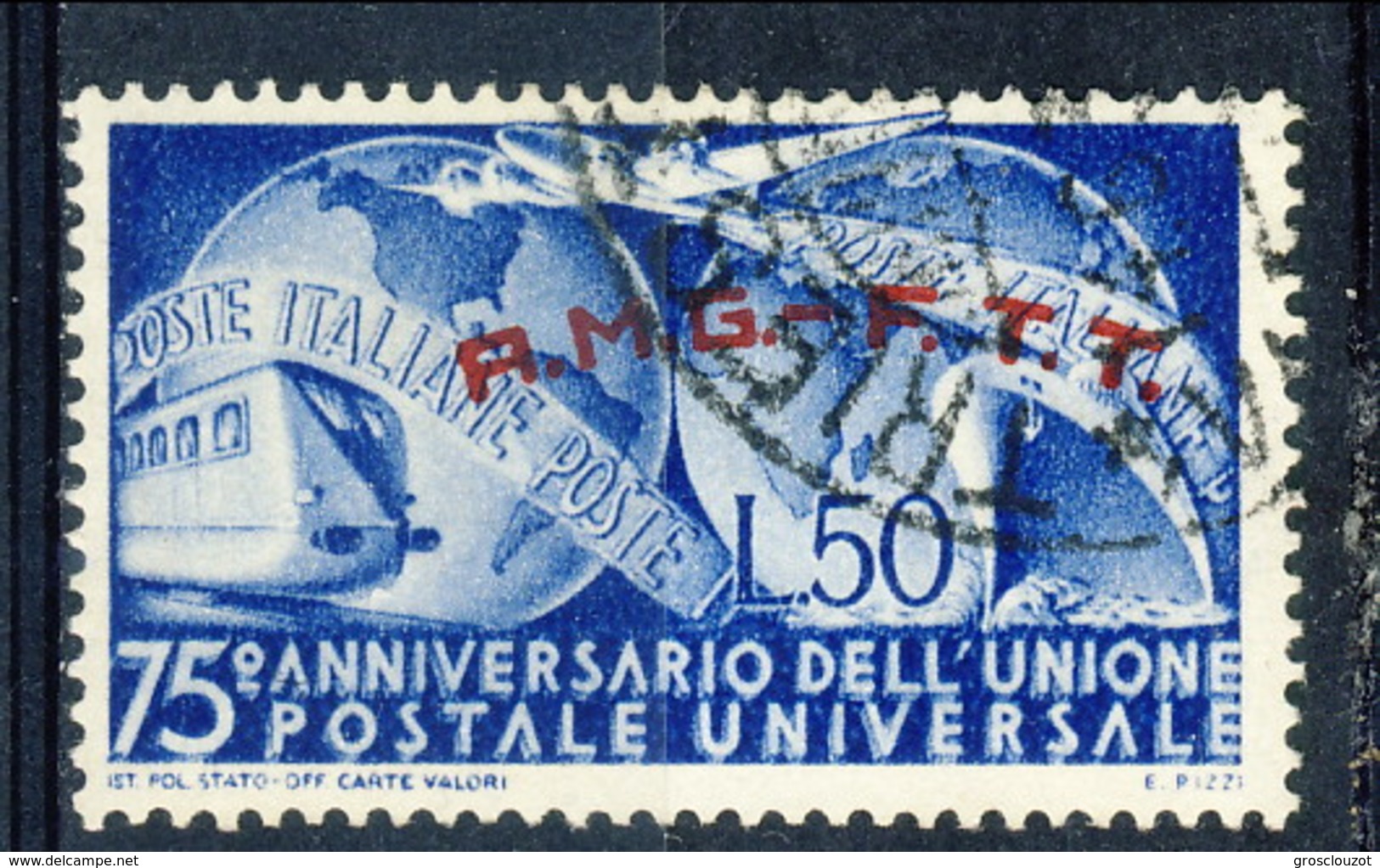 Trieste Zona A 1949 N. 40 L. 50 Unione Postale Usato Cat. &euro; 7 - Gebraucht