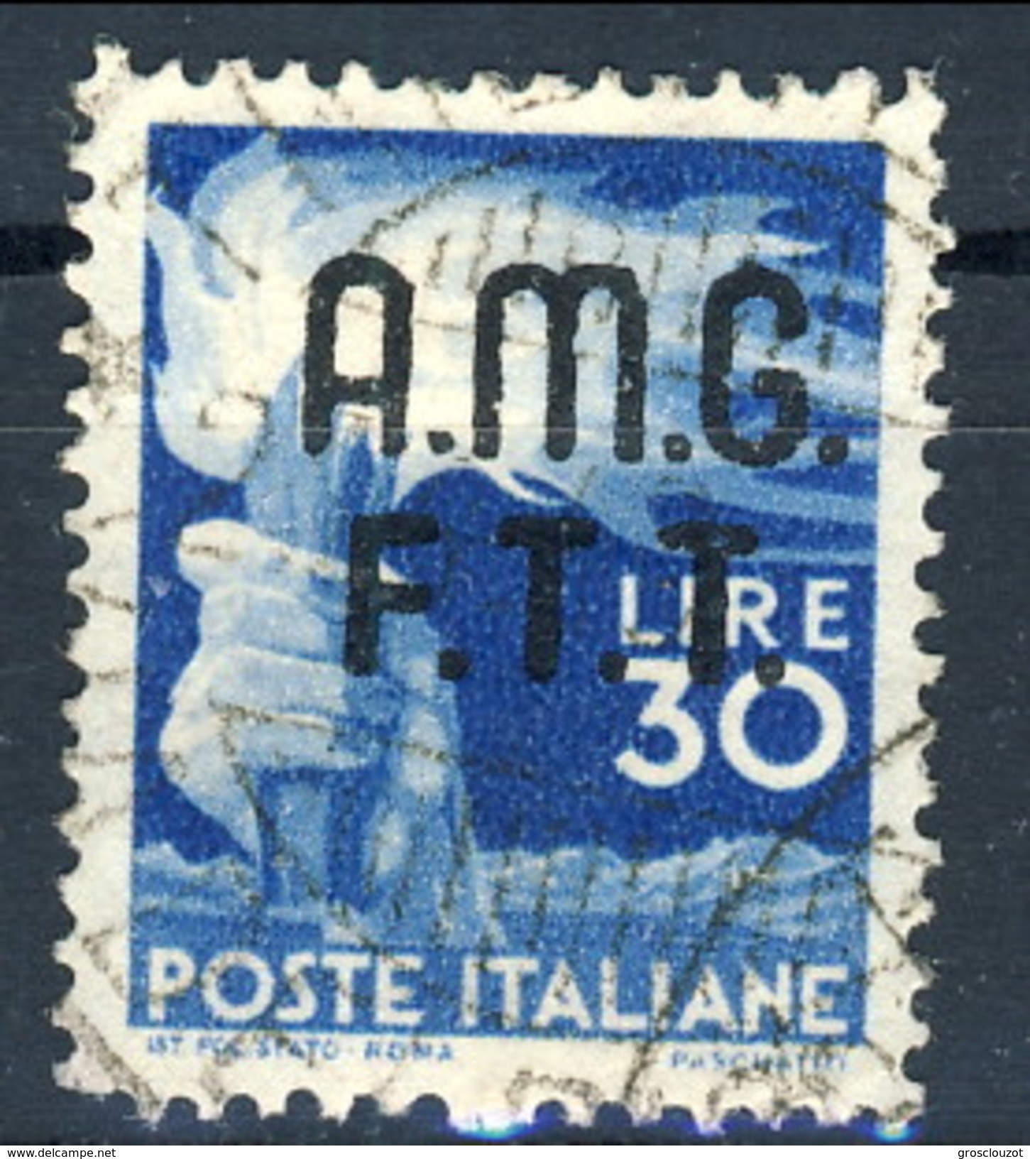 Trieste Zona A 1947 - 48 N. 15 L. 30 Azzurro Usato Cat. &euro; 25 - Oblitérés