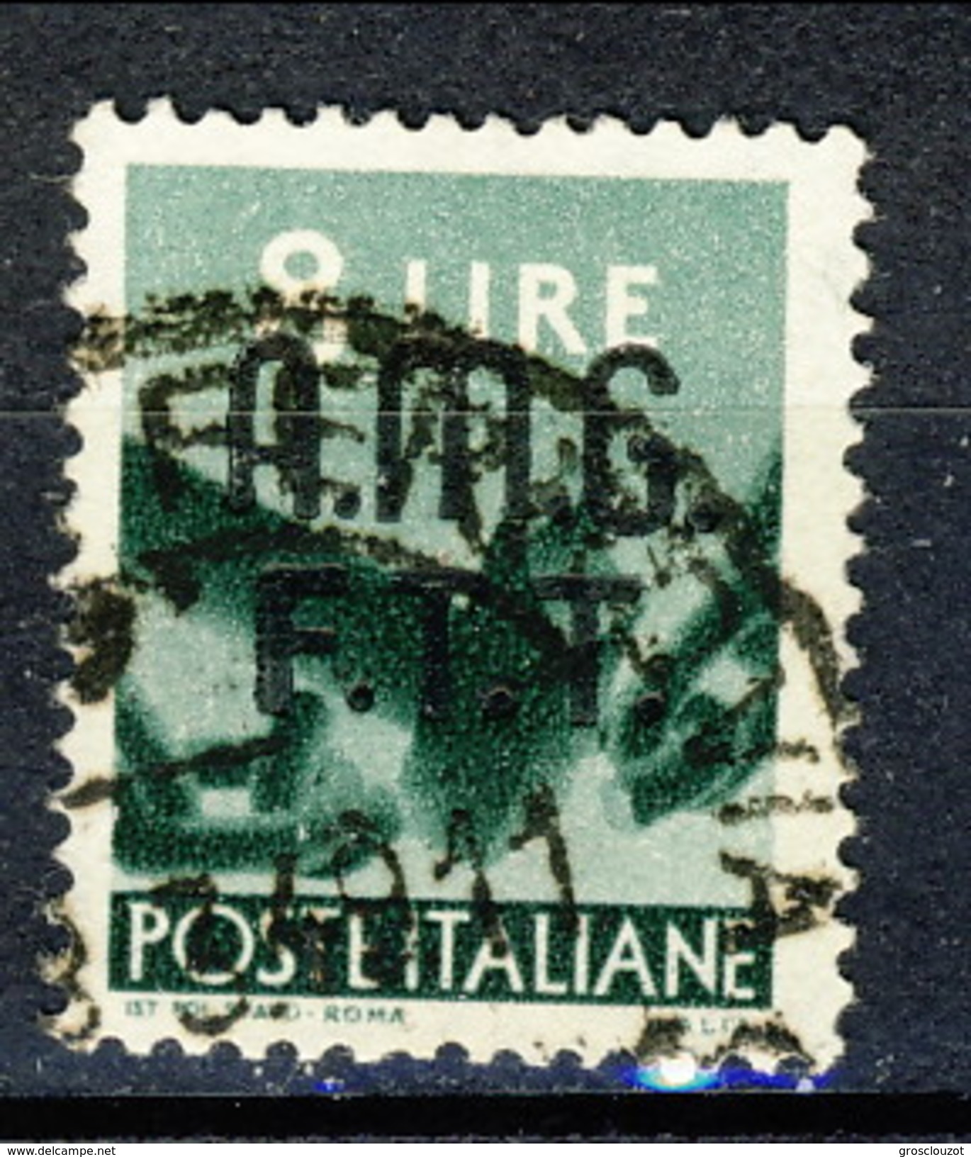 Trieste Zona A 1947 - 48 N. 9 L. 8 Verde Scuro Usato Cat. &euro; 15 - Afgestempeld