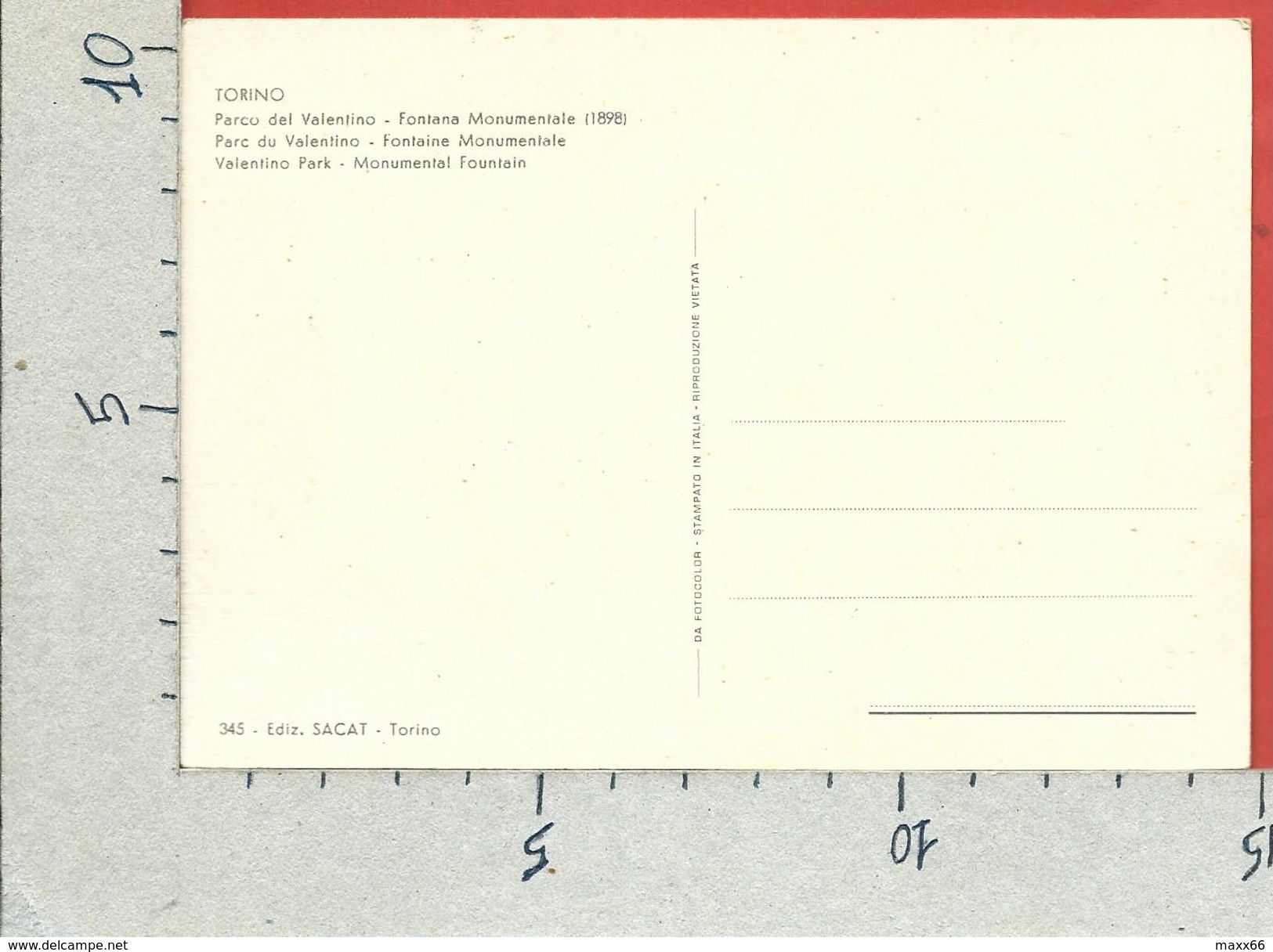 CARTOLINA NV ITALIA - TORINO - Parco Del Valentino - Fontana Monumentale - 10 X 15 - Parks & Gärten