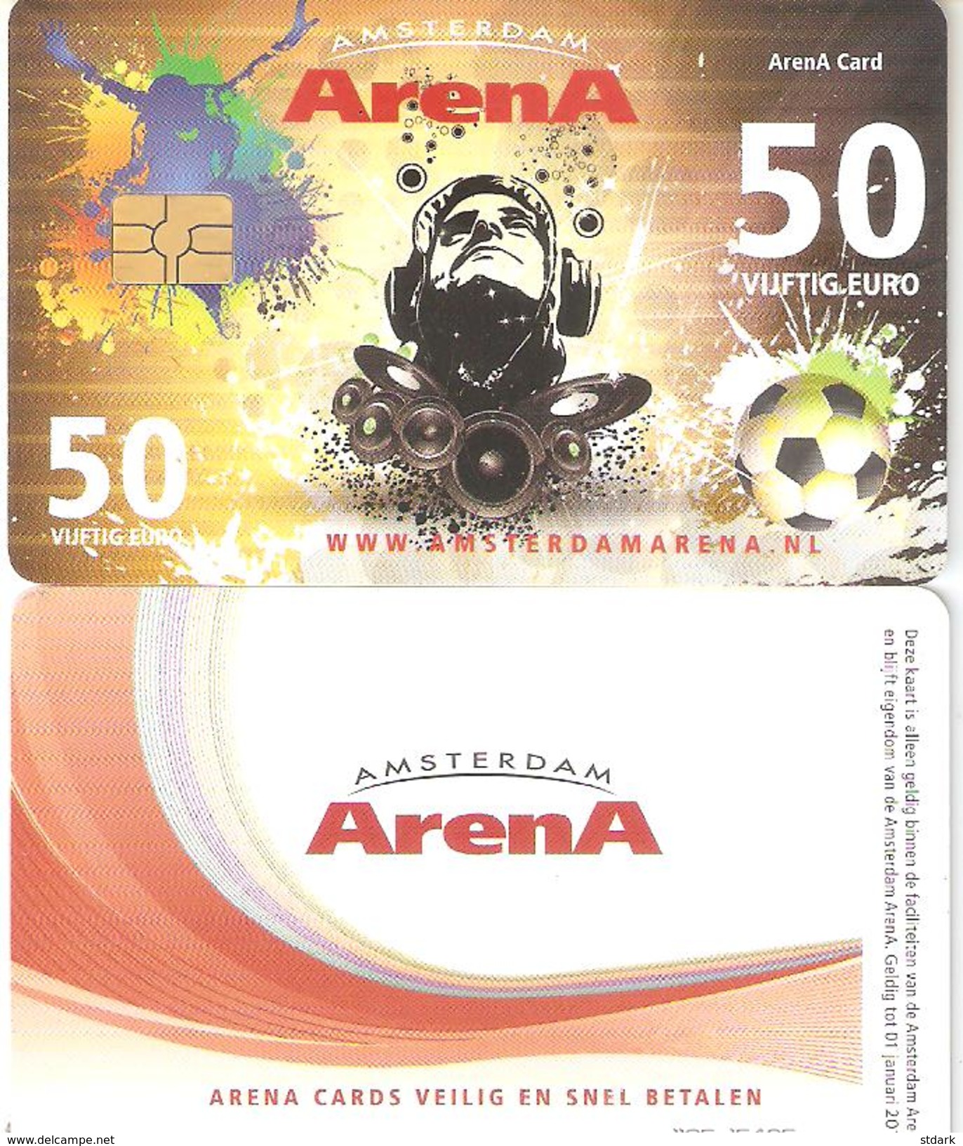 Netherlands-Amsterdam Arena, Stadium Card 50 Euro, Used - Sport