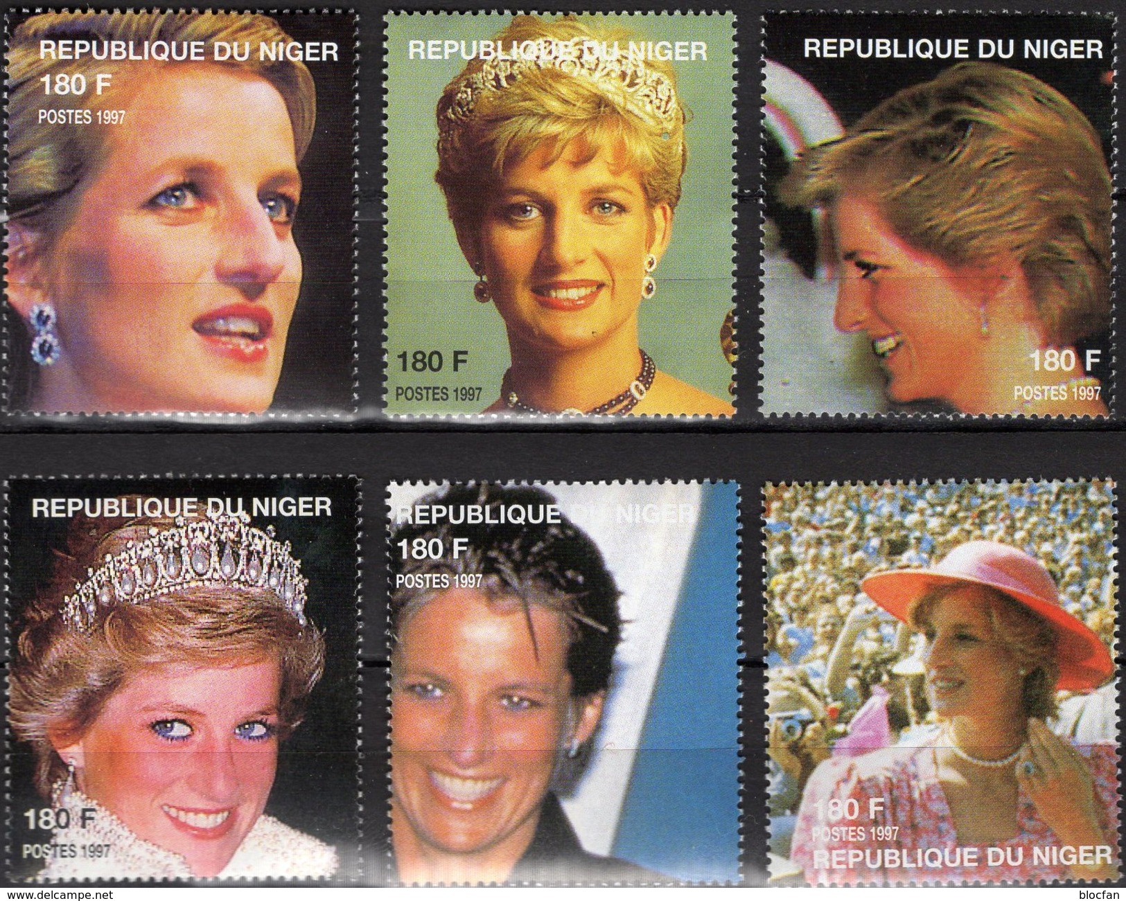 Lächeln Mode Schmuck Blumen Princess Diana 1998 DuNiger Aus 6 Blocks ** 36&euro; Blocs Lady Di Wales Ms Stamps Bf AFRICA - Music