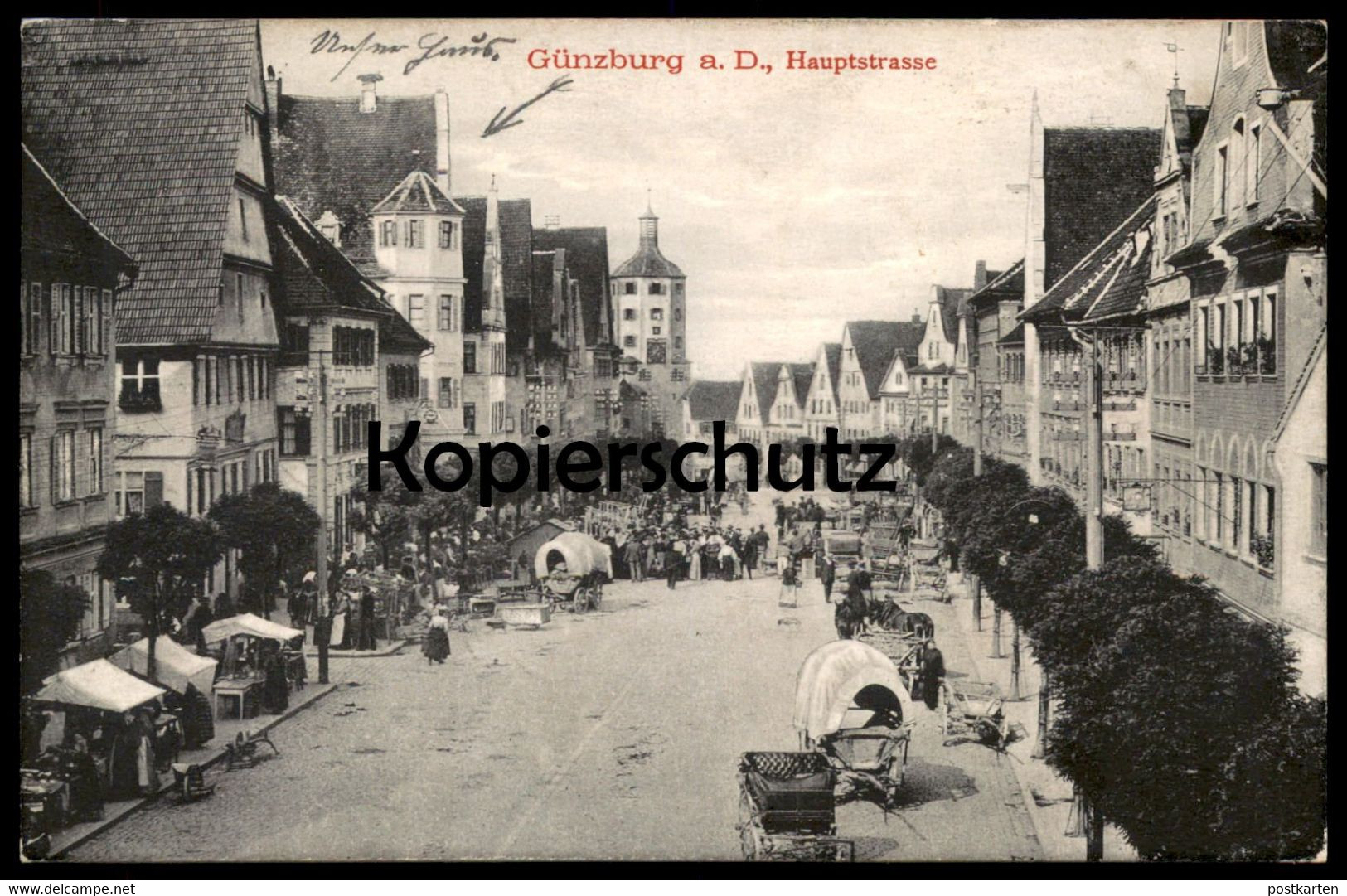 ALTE POSTKARTE GÜNZBURG AN DER DONAU HAUPTSTRASSE MARKT FUHRWERK Market Marché AK Postcard Ansichtskarte Cpa - Günzburg