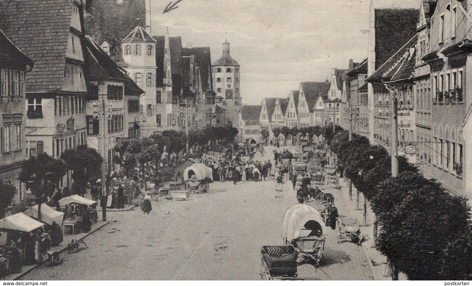 ALTE POSTKARTE GÜNZBURG AN DER DONAU HAUPTSTRASSE MARKT FUHRWERK Market Marché AK Postcard Ansichtskarte Cpa - Guenzburg