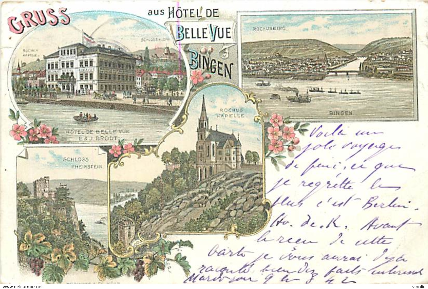 A-17-2568 : GRUSS AUS HOTEL DE BELLE VUE BINGEN. - Bingen