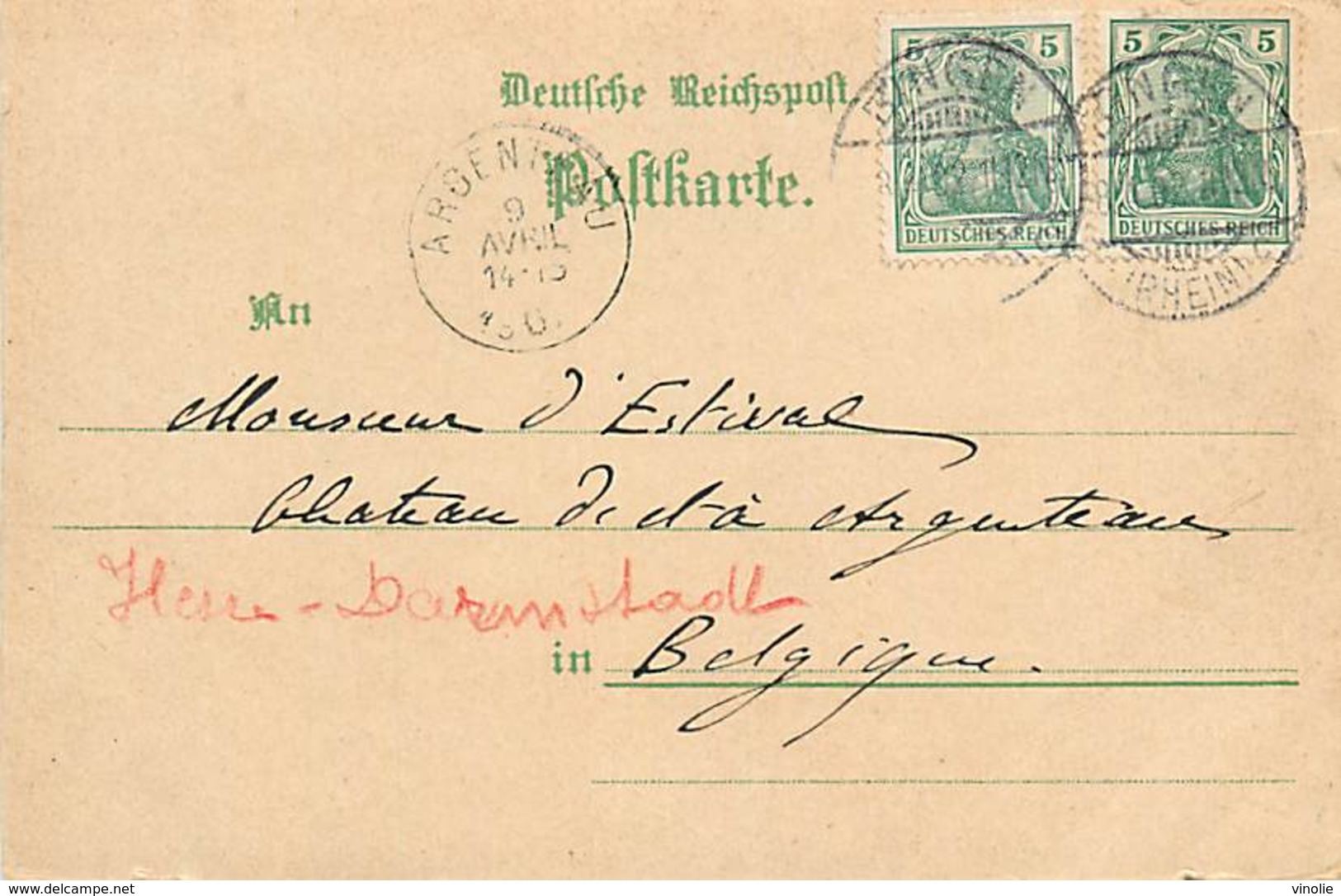 A-17-2568 : GRUSS AUS HOTEL DE BELLE VUE BINGEN. - Bingen