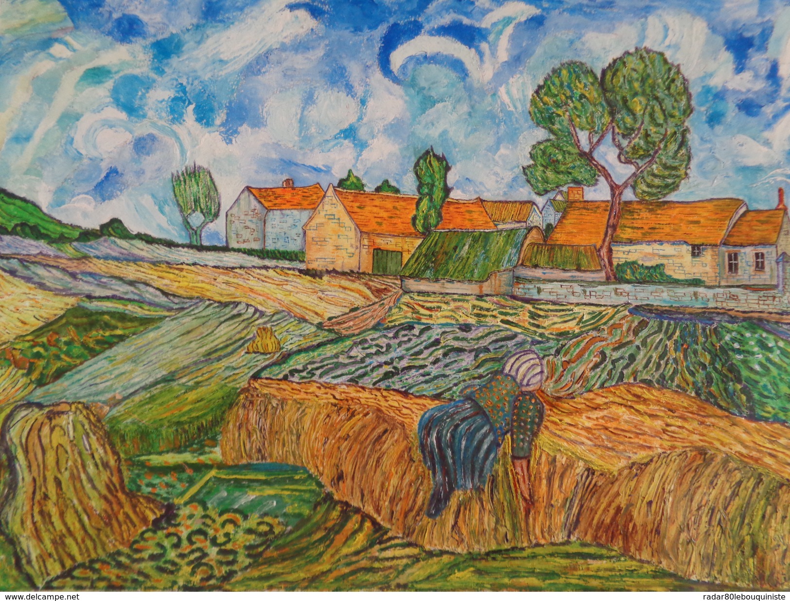 La Ferme Du Père Eloi,Auvers.D'après Van Gogh .la Feuille:500 X 324 Mm.Acrylique Sur Papier Par Debeaupuis.1969 - Acrilicos
