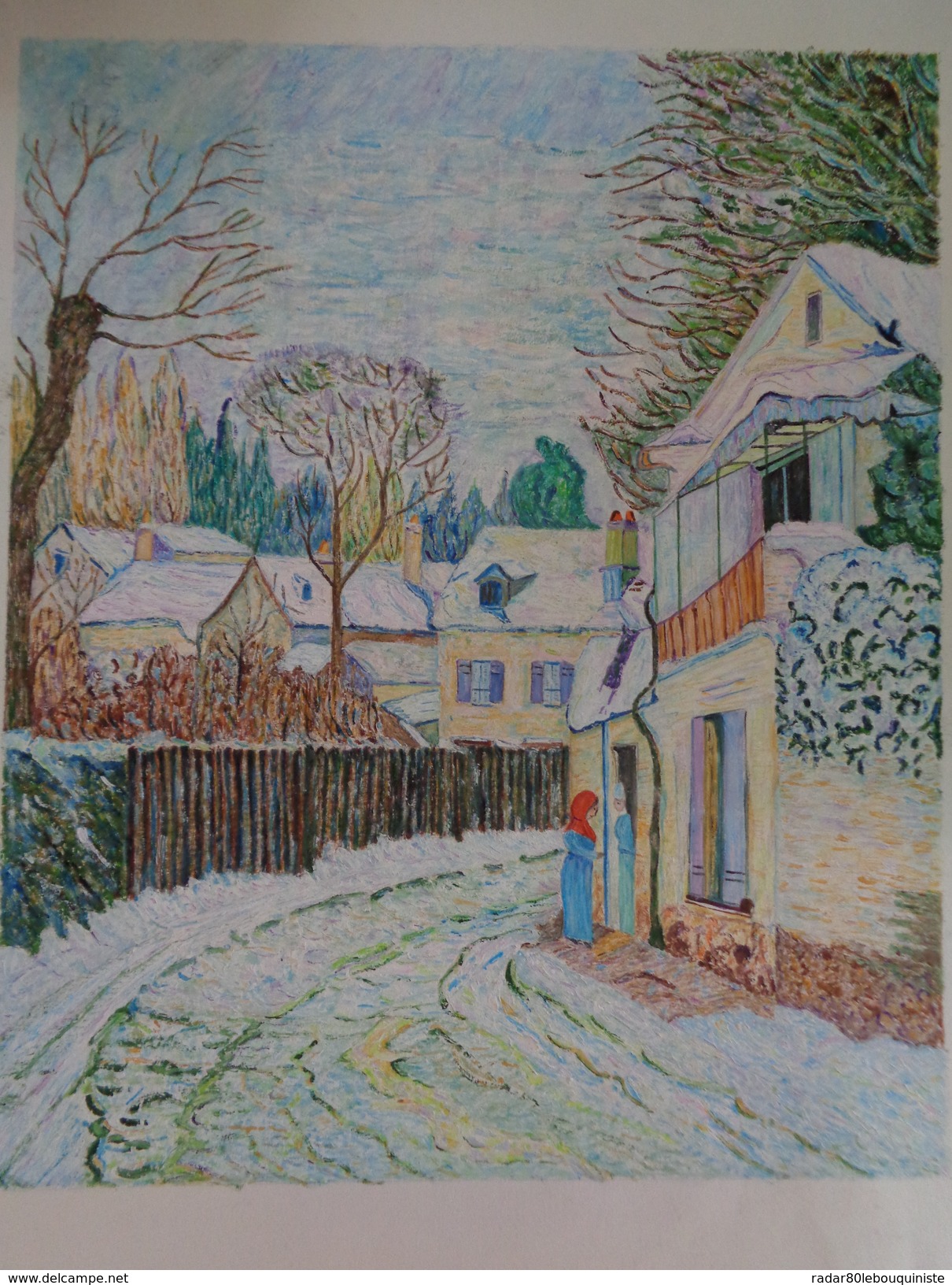 Route à Louveciennes.D'après Alfred Sisley.la Feuille:505 X 448 Mm.Acrylique Sur Papier Par Debeaupuis.1978 - Acrilici