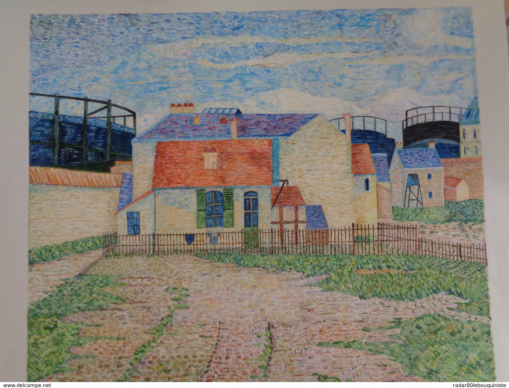 Gazomètre à Clichy.d'après Signac.la Feuille:478 X 430 Mm.Acrylique Sur Papier Par Debeaupuis.1977 - Acrylic Resins