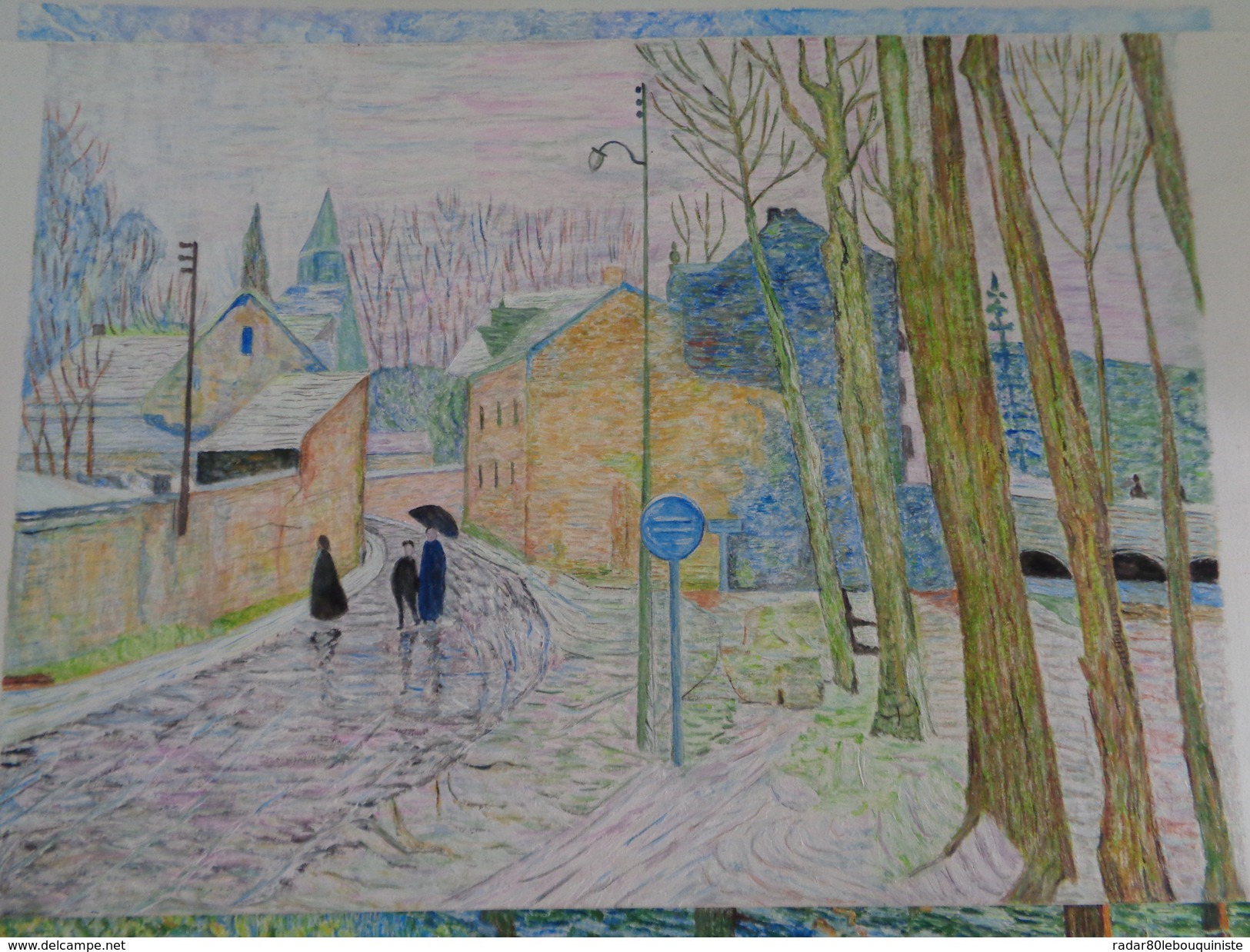 Hiver 1942.d'après Pierre Montézin.la Feuille:500 X 325 Mm.Acrylique Sur Papier Par Debeaupuis.1982 - Acryl