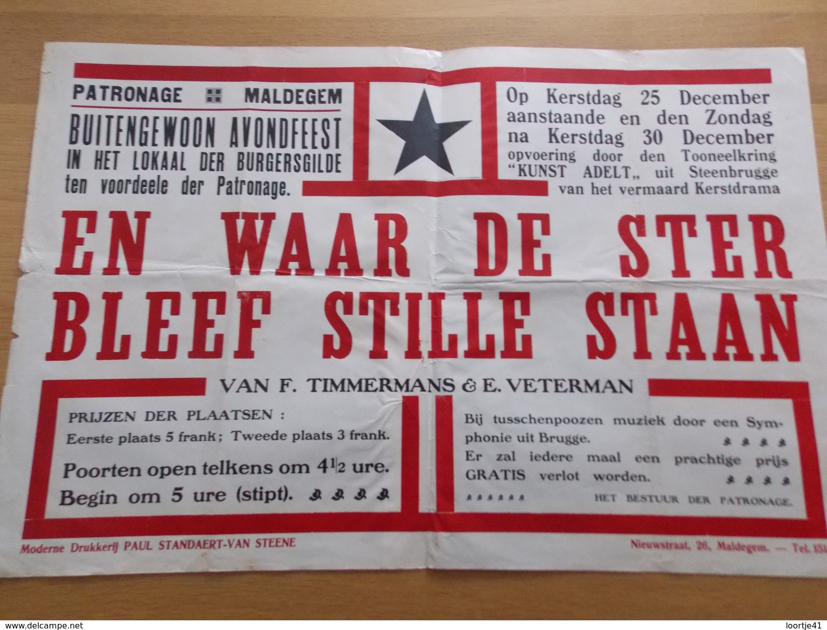 Affiche Poster - Toneel En Waar De Ster Bleef Stille Staan - Patronage Maldegem - Gilde - Affiches