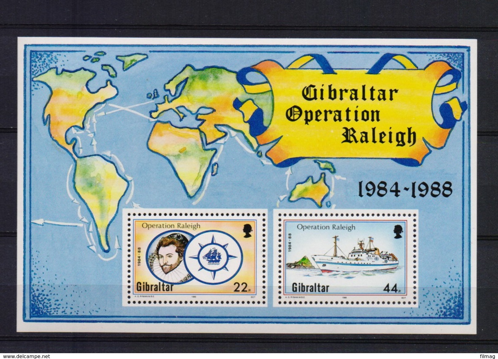 GIBRALTAR 1988 OPERATION RALEIGH  BLOK A164 - Gibraltar