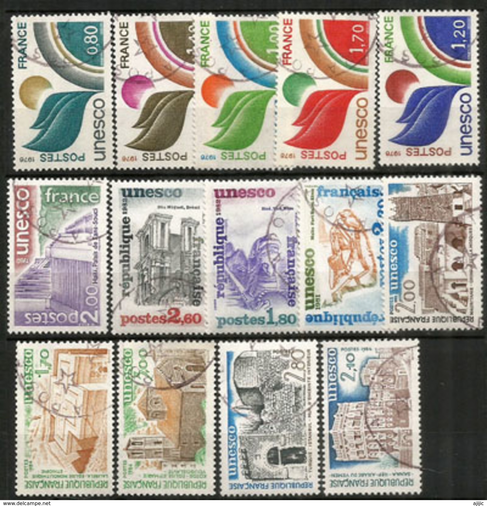 UNESCO ( Monuments:Turquie,Montenegro,Mauritanie,Ethiopie,Yemen,etc) 14 Timbres Oblitérés, 1 ère Qualité - UNESCO