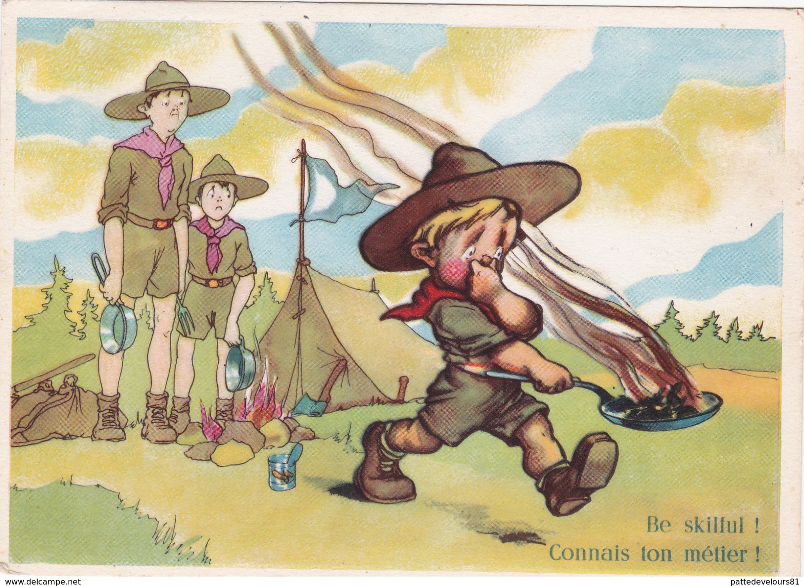 CPSM Scout Scoutisme Préparation Cuisine Humour Illustrateur - Scouting