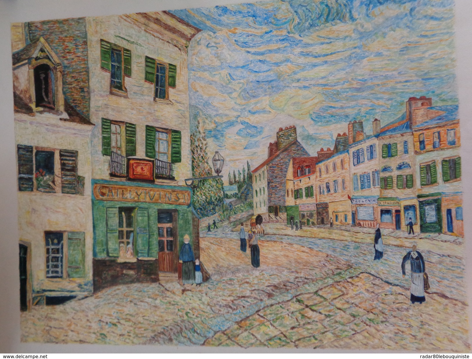 Une Rue à Marly.D'après Alfred Sisley.feuille:620 X 480 Mm.Acrylique Sur Papier Par Debeaupuis.1977 - Acryliques