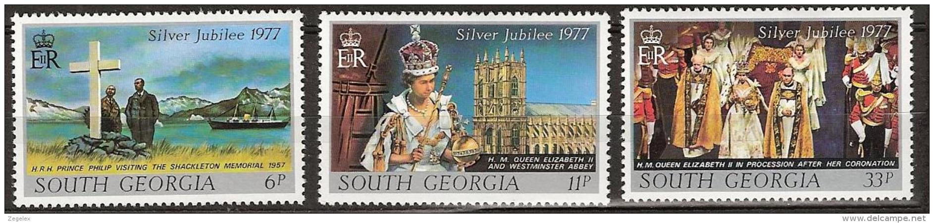 South Georgia 1977  Silver Jubilee Coronation Queen Elisabeth - Complete - MNH**, Postfrisch Ohne Falz , Neuf Sans Charn - Zuid-Georgia