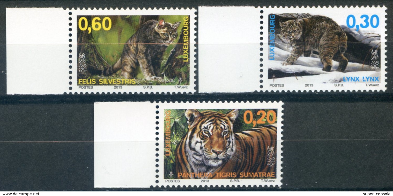 LUXEMBOURG   LUXEMBURG   2013 .  Yvert 1922/1924   FELINS   Tigre, Chat, Lynx   Tiger, Cat, Lynx - Unused Stamps