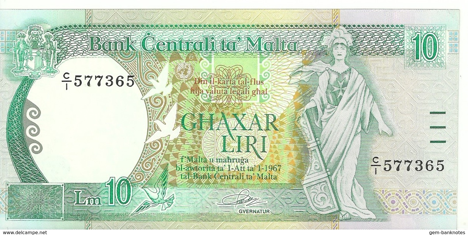 Malta 10 Liri 1989 P43 UNC Condition, - Malte