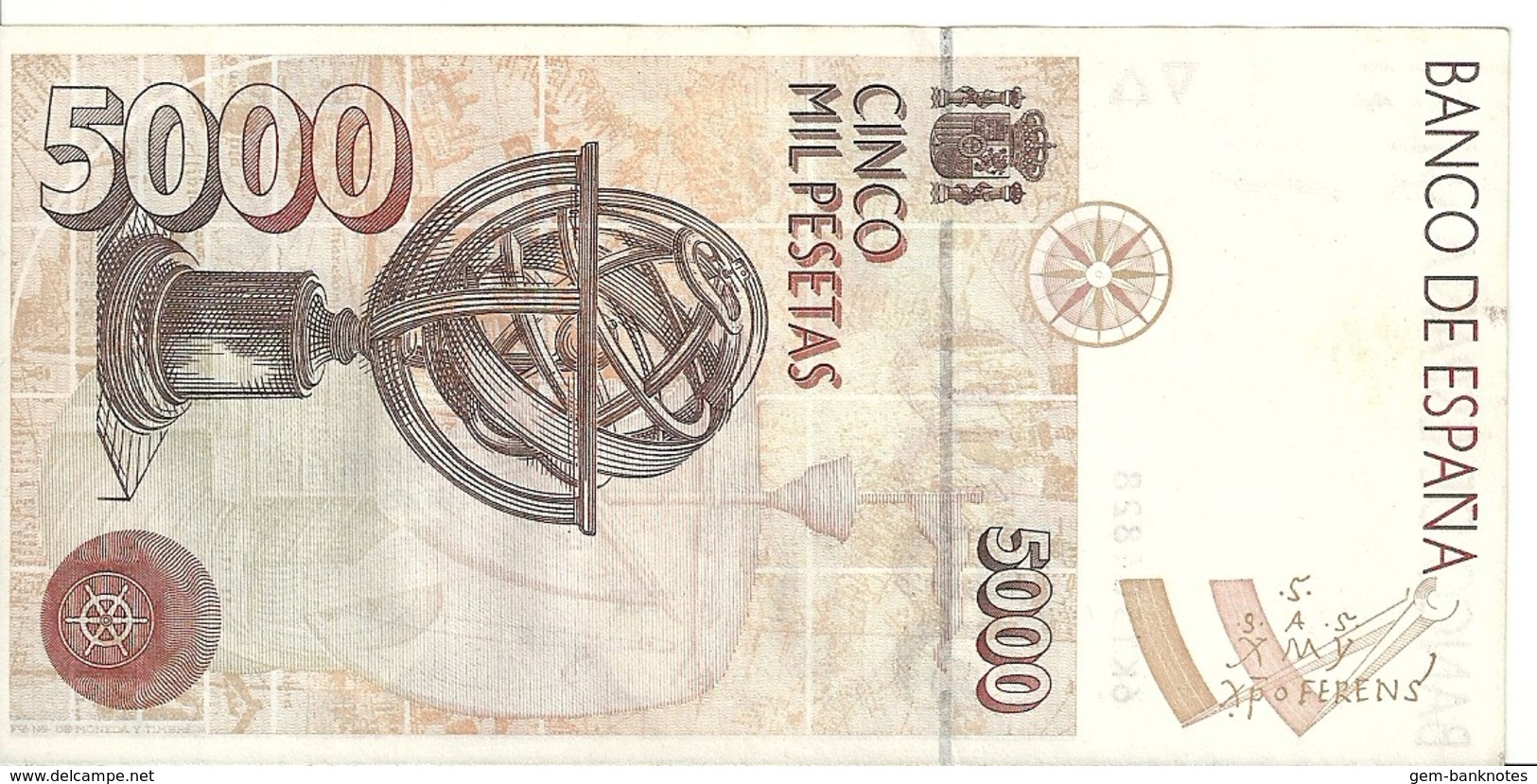 Spain 5000 Pesetas 1992 Serie 6K Circulado - [ 4] 1975-… : Juan Carlos I