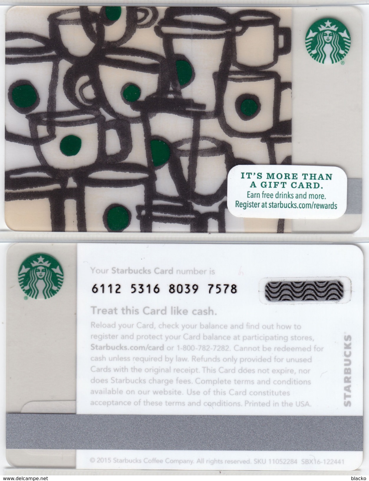 Starbucks - USA - 2015 - CN 6112 SB83 Little Mugs - Gift Cards