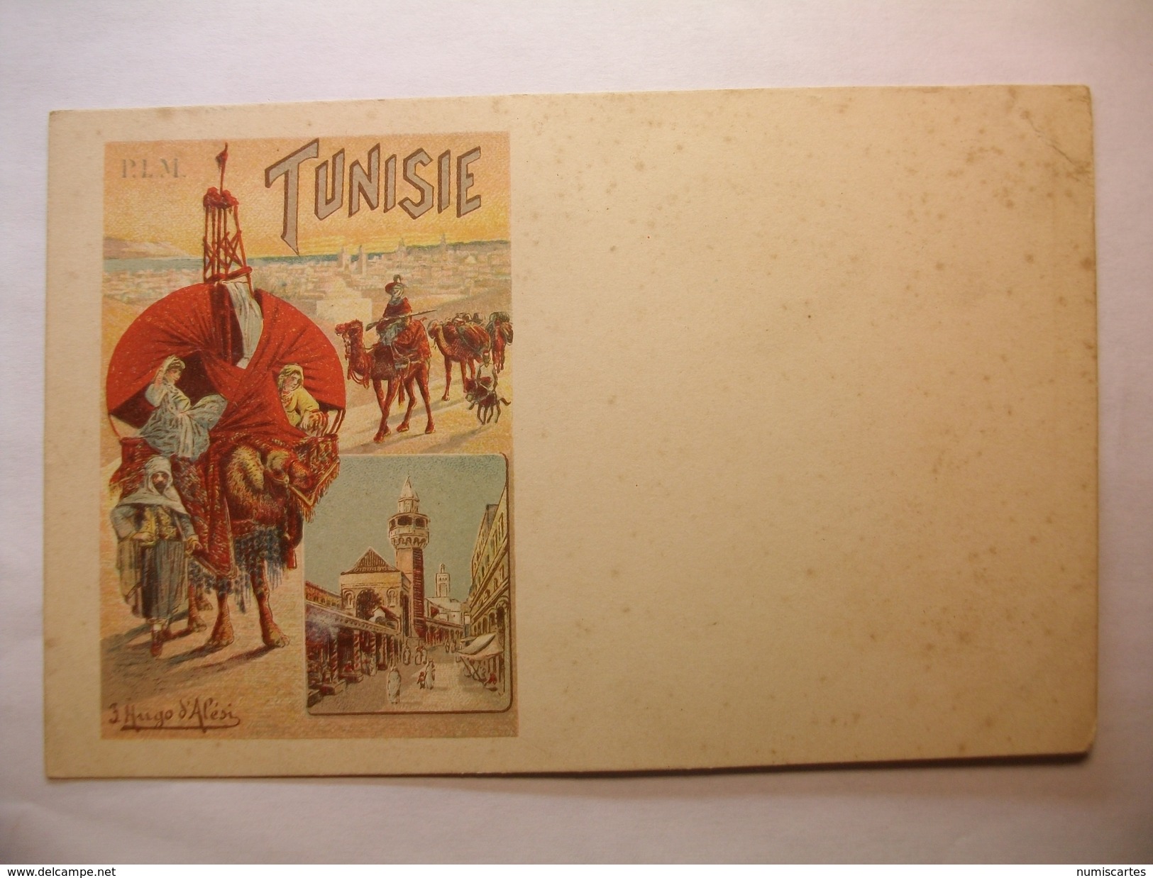 Carte Postale Tunisie P.L.M  (Dessin De Frédéric Alexianu, Dit F. Hugo D'Alesi)(CPA Dos Non Divisé,non Circulée  ) - Tunisie