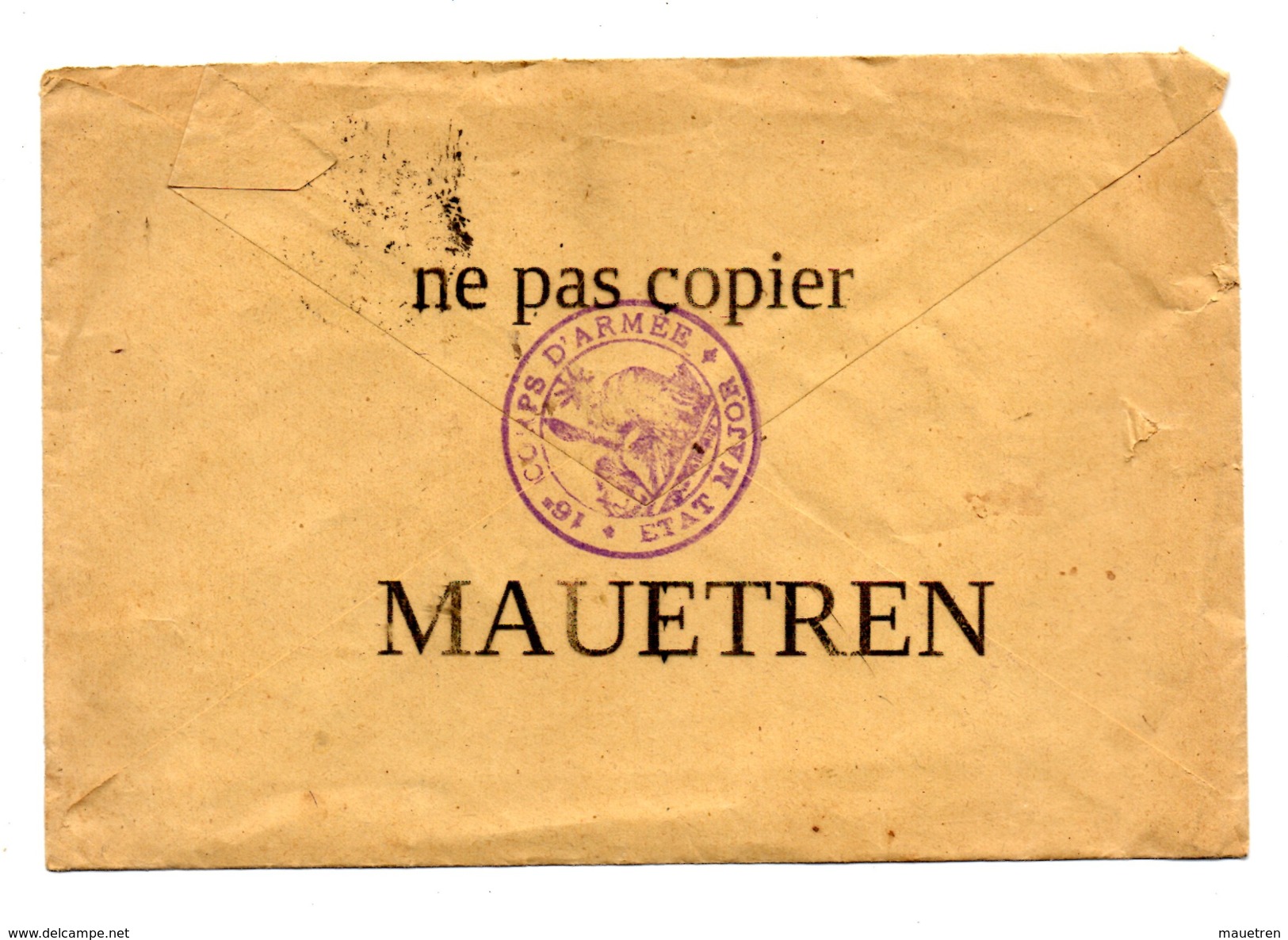 NOTE DE SERVICE DE 1914 . ETAT MAJOR 16° CORPS D'ARMEE - Documents
