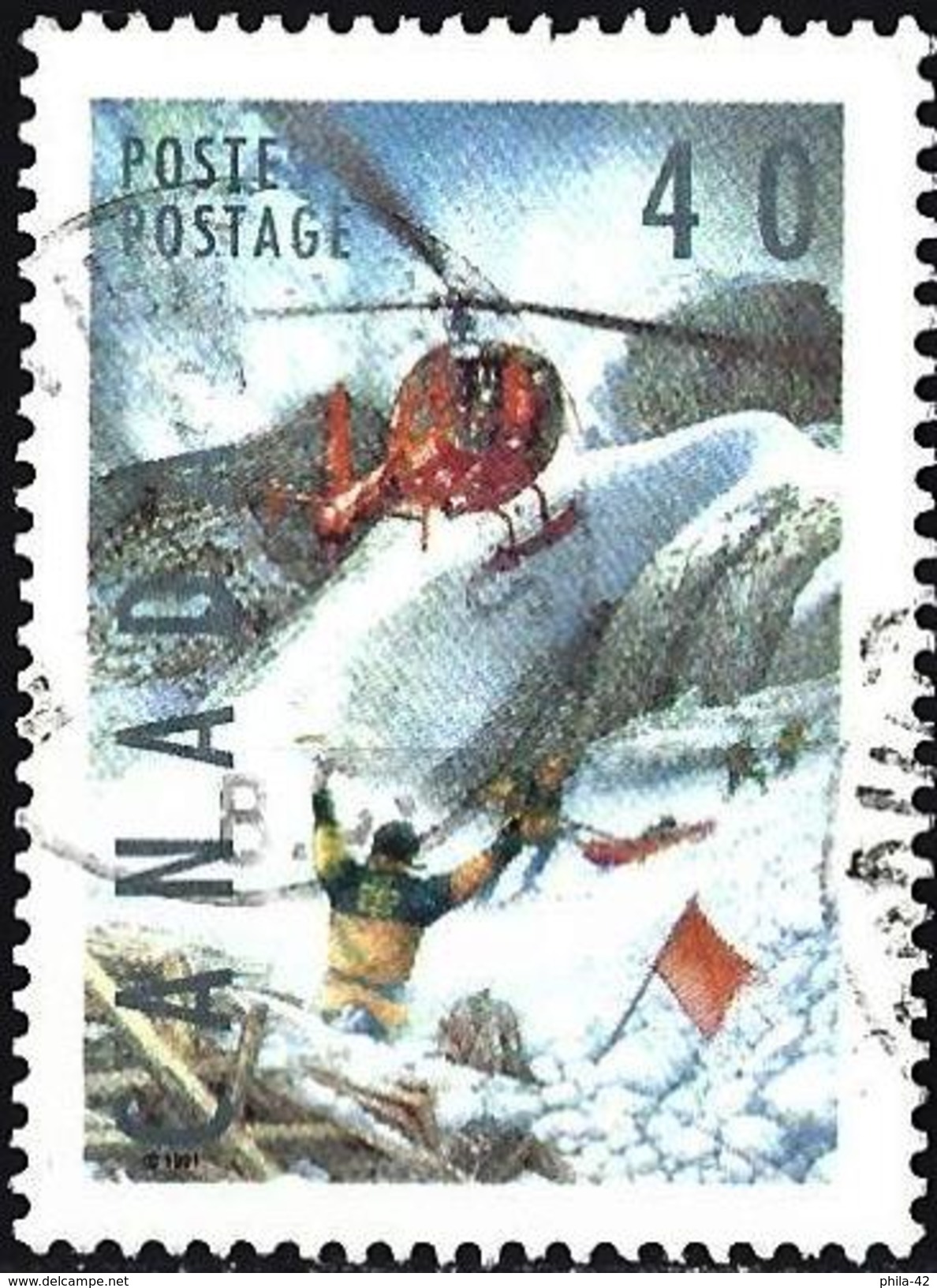 Canada 1991 - Mountain Emergency Service, By Helicopter ( Mi 1248 - YT 1204 ) - Used Stamps