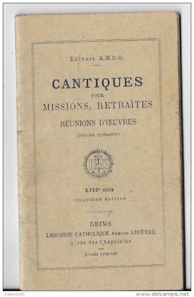 Recueil CANTIQUES 1910 - Religion