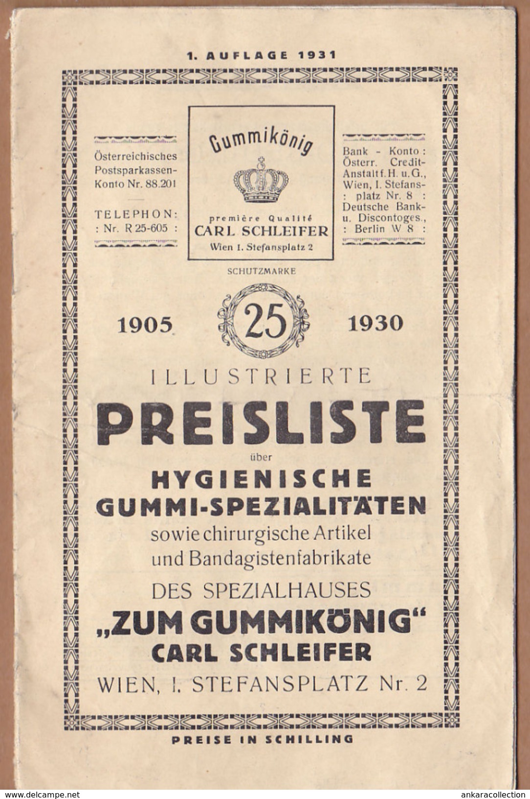 AC - PREISLISTE HYGIENISCHE GUMMI SPEZIALITATEN 1931 BOOKLET - Autriche