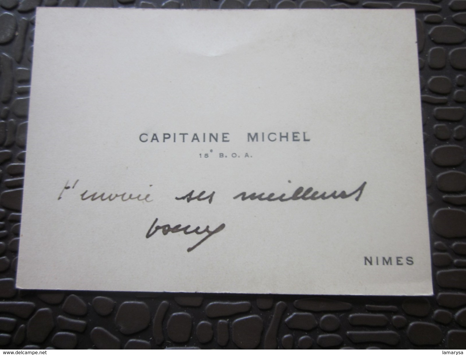 MILITARIA CARTE De VISITE  CAPITAINE MICHEL 15é B.C.A. BASE CIE Aérienne Meilleurs V&oelig;ux De NÎMES - Visiting Cards