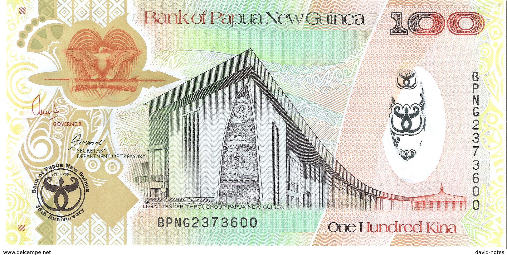 Papua New Guinea - Pick 37a - 100 Kina 2008 - Unc - Commemorative - Papouasie-Nouvelle-Guinée