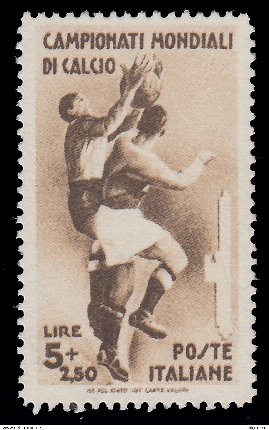 Italia Regno - 2° Campionato Mondiale Di Calcio Lire 5 + Lire 2,50 (Sassone N° 361) - 1934 - Neufs