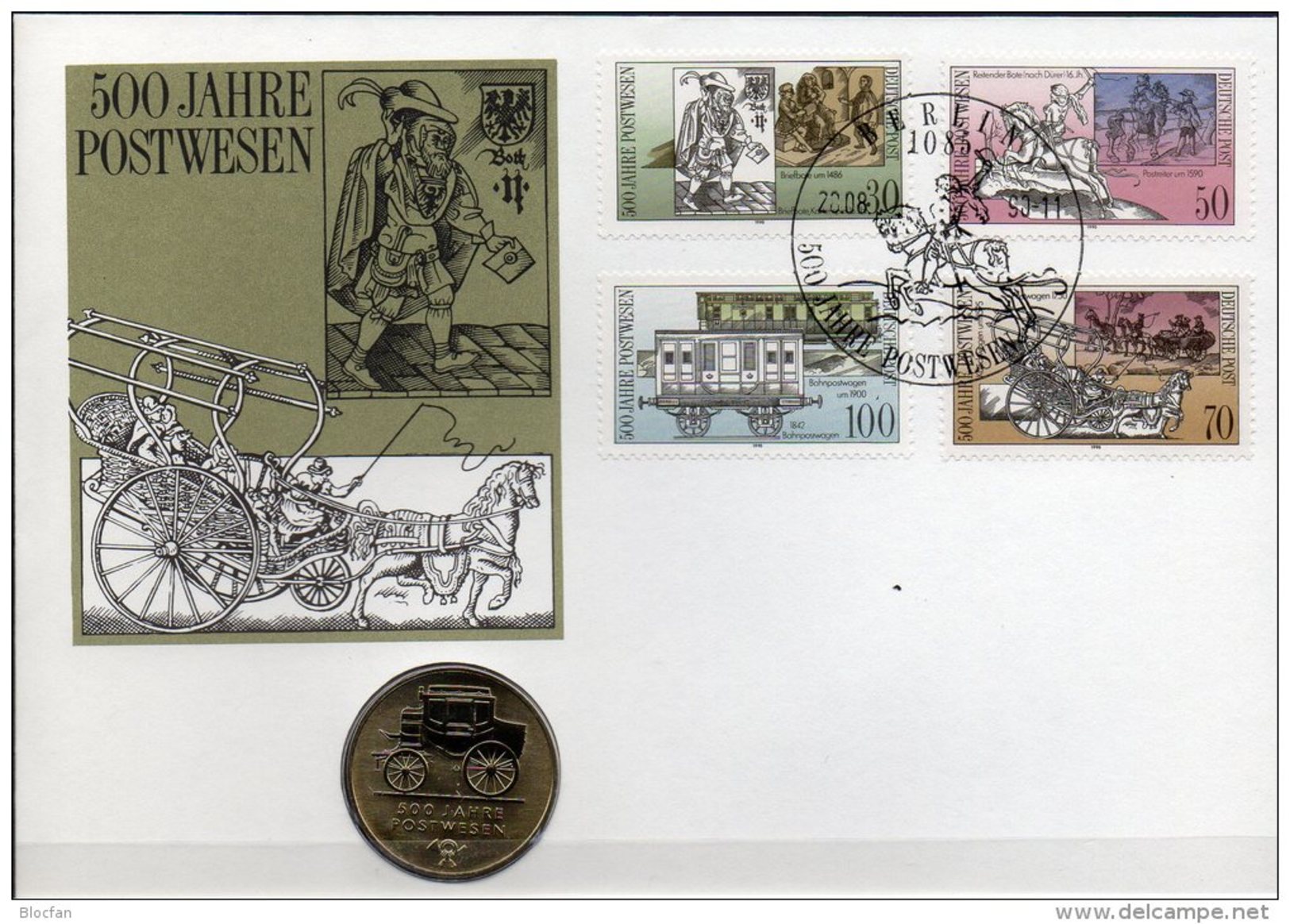 Numisbrief 11/90 Deutschland 1990 Numisletter 5DM+DDR 3354/7 SST 30&euro; Jubiläum 500 Jahre Post Dürer Cover Of Germany - 5 Mark