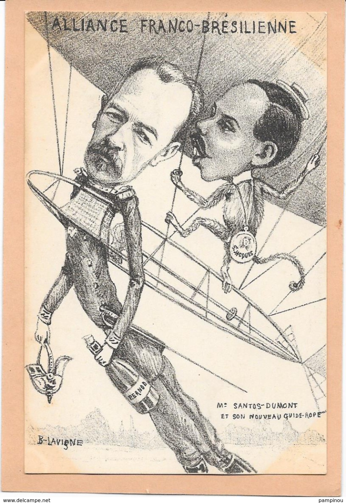 B.LAVIGNE  Alliance Franco- Brésilienne. M. SANTOS DUMONT Et Son Nouveau Guide Rope. Aviation.Dirigeable - Autres & Non Classés