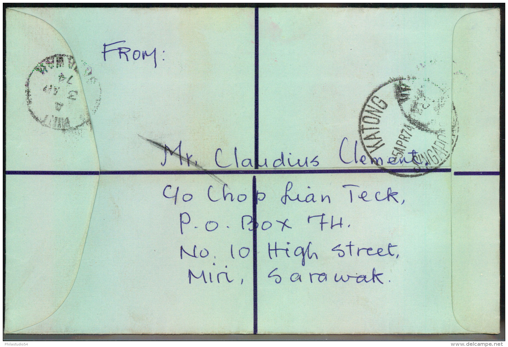 1974, Nice Multiple Franking Registered From MIRI - Malaysia (1964-...)