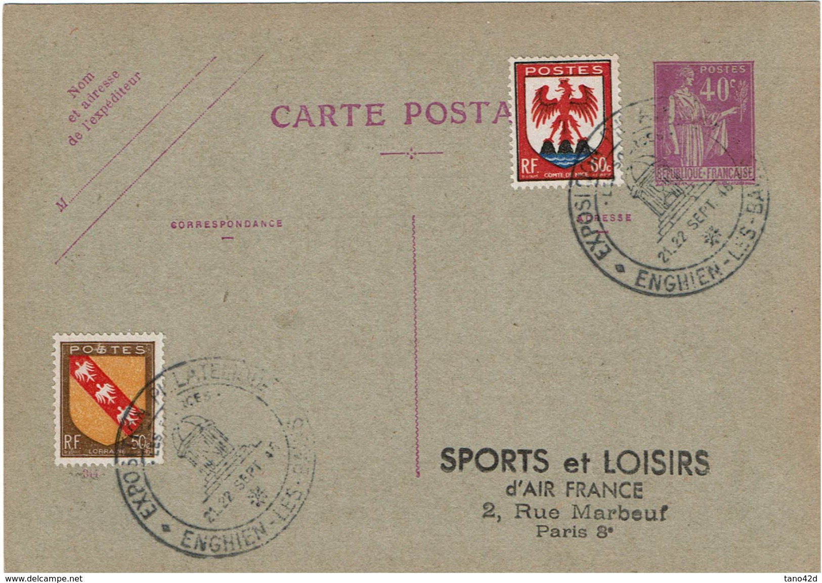 LBON12 -EP CP PAIX 40c REPIQUAGE AIR FRANCE OBLITERATION TEMPORAIRE - Cartoline Postali Ristampe (ante 1955)