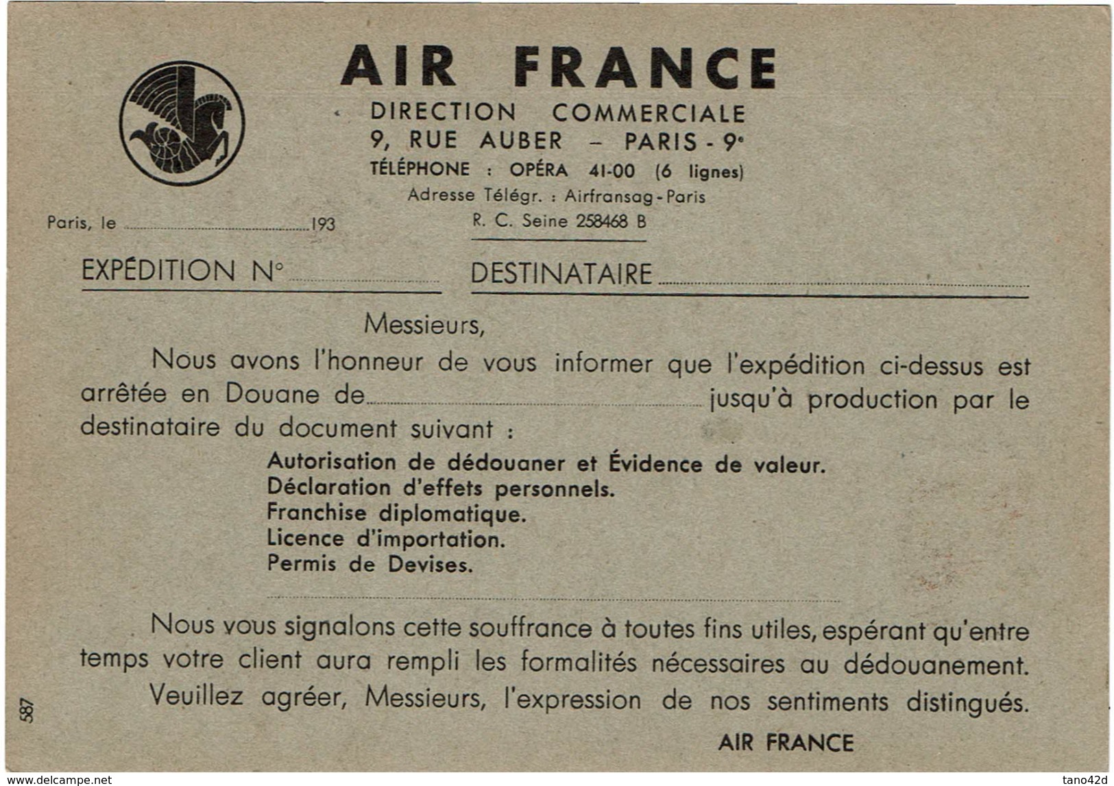 LBON12 -EP CP PAIX 40c REPIQUAGE AIR FRANCE OBLITERATION TEMPORAIRE - AK Mit Aufdruck (vor 1995)