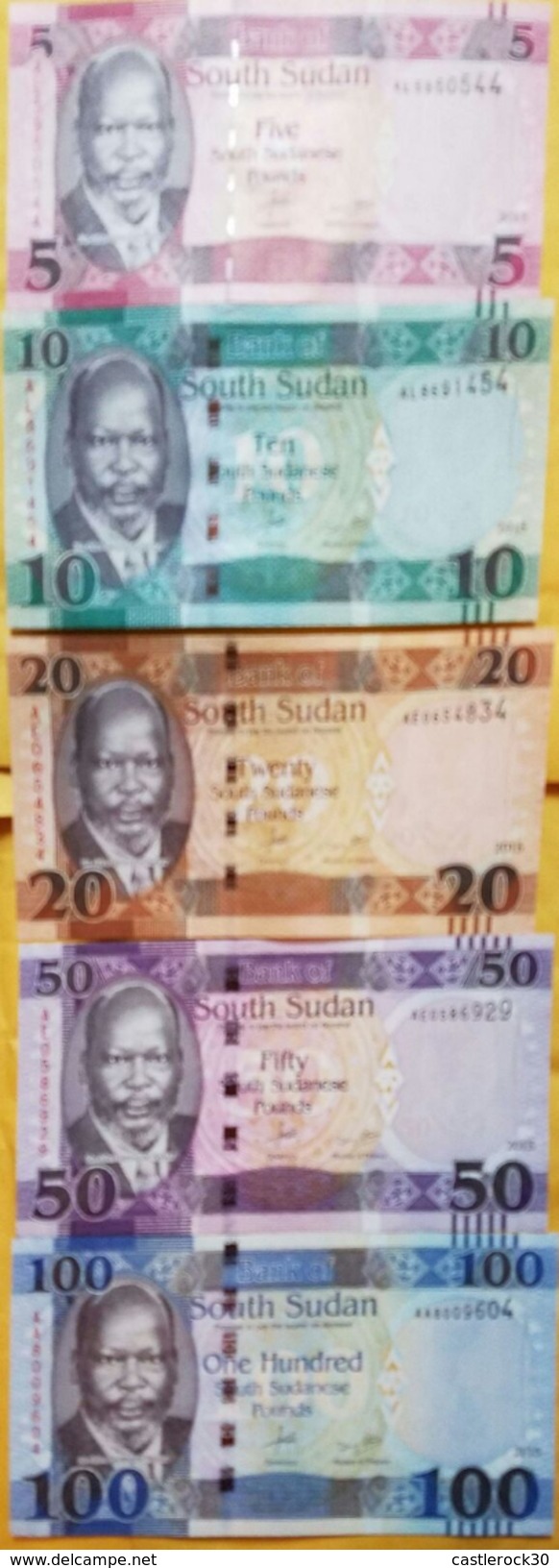 O) 2015 SOUTH SUDAN, BANKNOTE, PAPER MONEY LSD -UNC, POUND  STERLING, PRESIDENT JOHN GARANG, XF - South Sudan