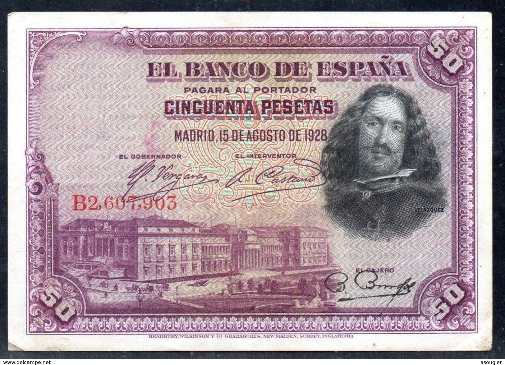 SPAIN 50 PESETAS (15.8.1928) VF P-75b - 50 Peseten